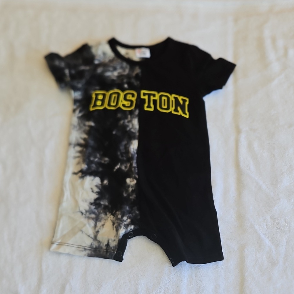 PatPat Tie-Dye Cotton Romper Short Sleeve‎ 6-9M Black White Sports